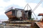 ID 3676 LYTTELTON II (1939/303grt/LR No: 5215521) - the final section of Lyttelton II's hull lies sad and forlorn on the slip at Geelong, Australia as the scrappers torches bring to a close a long and...